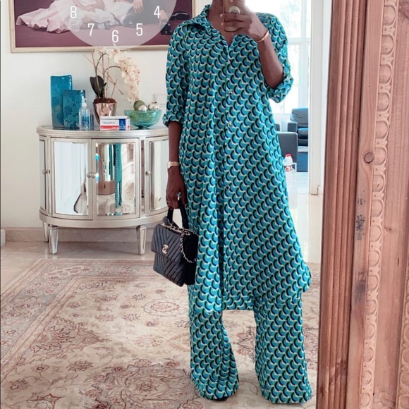 Zara | Other | Zara Geometric Print Set Of Pants With Shirt Dress | Poshmark